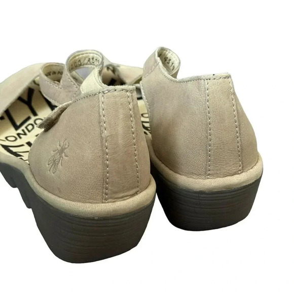 FLY LONDON PONA gray Wedge heel peep toe sandals size 39 8 8.5 NWT - Picture 6 of 12